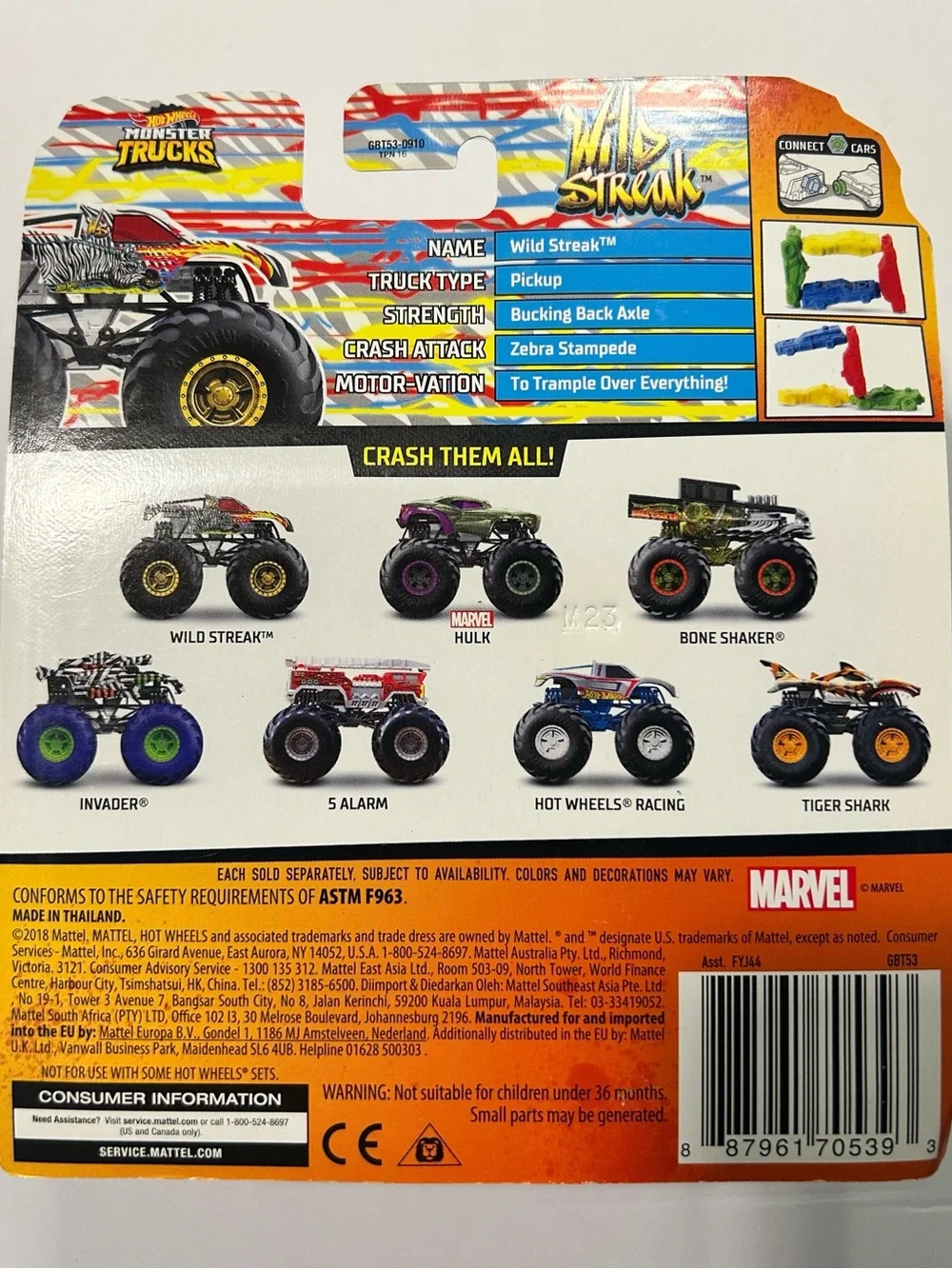 Hot Wheels Monster Trucks Wild Streak Toy Truck - Black & Yellow